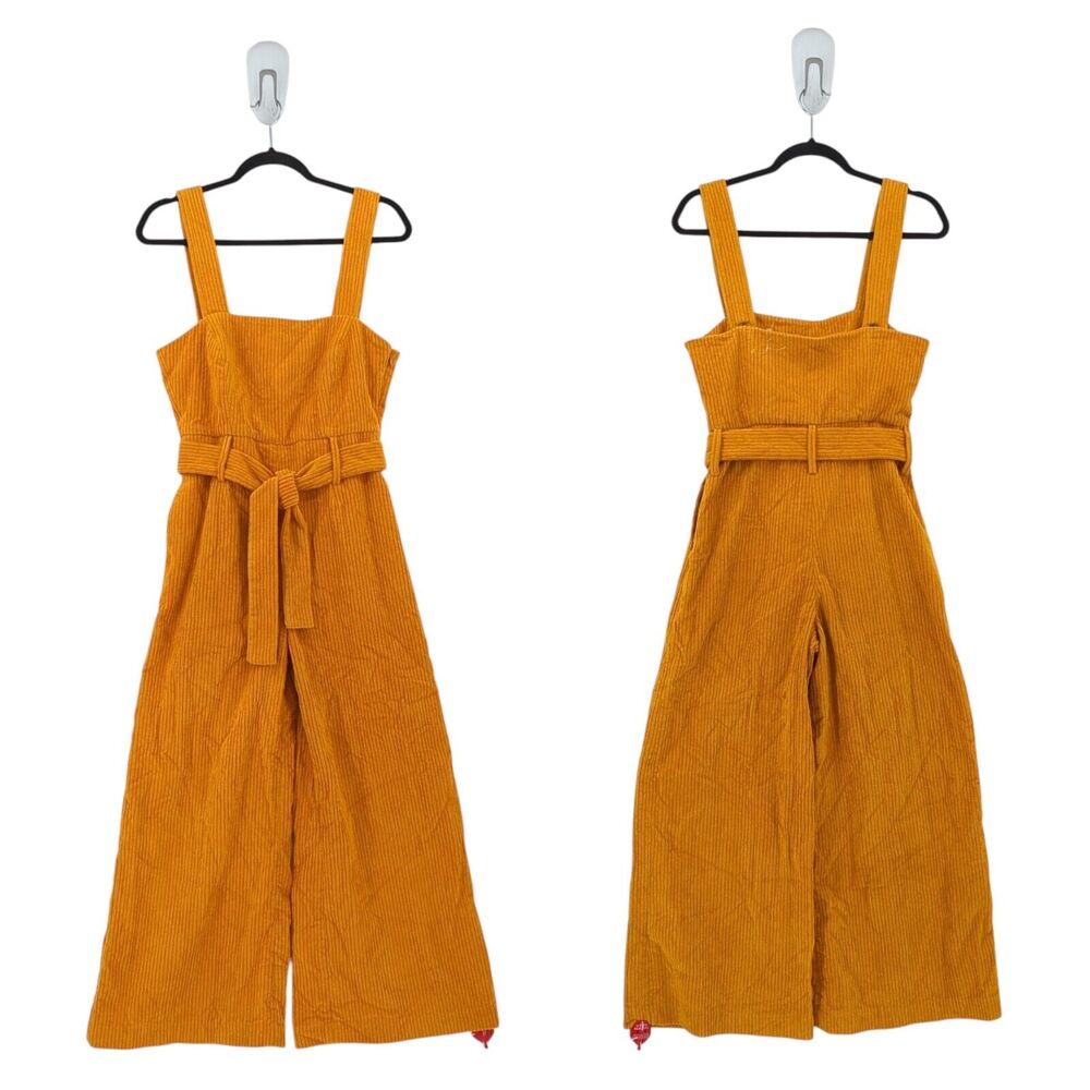 Mara Hoffman Women 4 Overall Jumpsuit Idola Yellow Ribbed Corduroy Square Neck